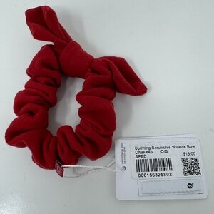 NWT Lululemon Athletica Uplifting Red Fleece Bow Hair Scrunchie One Size